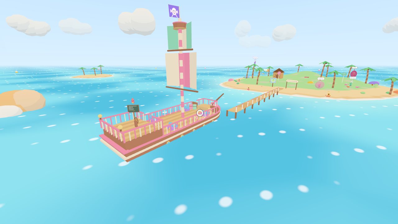 The candy pirate ship docking at the island’s cookie pier
