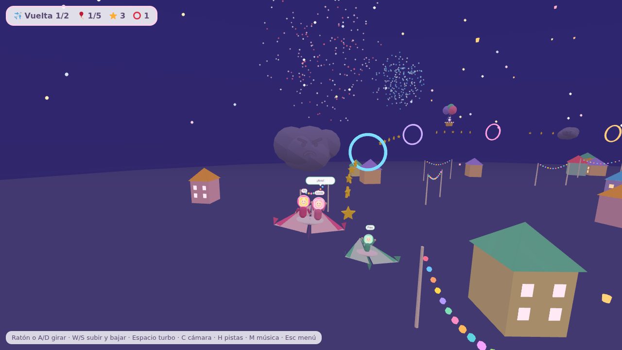 A firework bursting as you fly through a ring